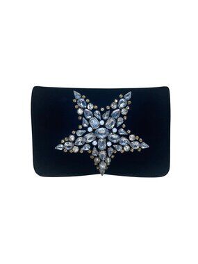 Shiraleah Women’s Black Velvet Star Embellished Rhinestone Clutch Evening Bag